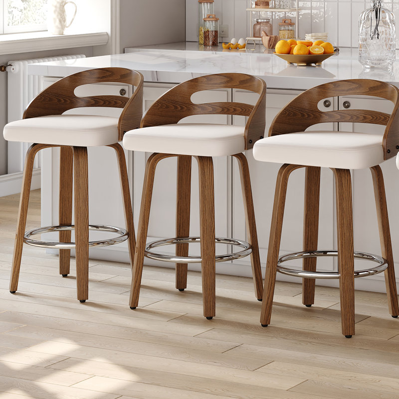 Mahtab Modern Upholstered Swivel Counter & Bar Stools, Beige, Counter Stool (64cm Seat Height)
