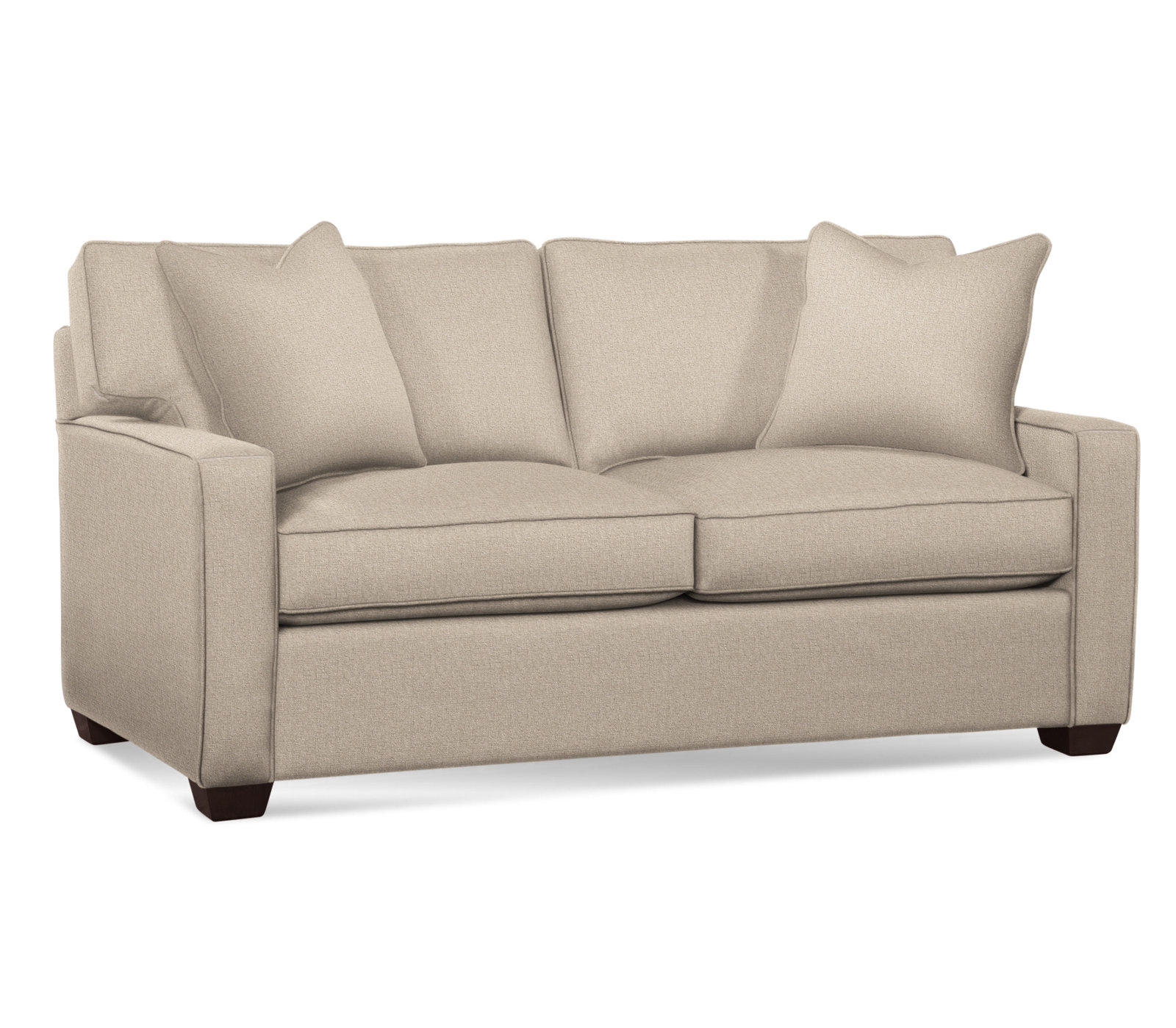 Ellora 81'' Upholstered Sofa, Eggshell Crypton Performance; 0884-93, Java Finish, Gel Memory Foam Mattress