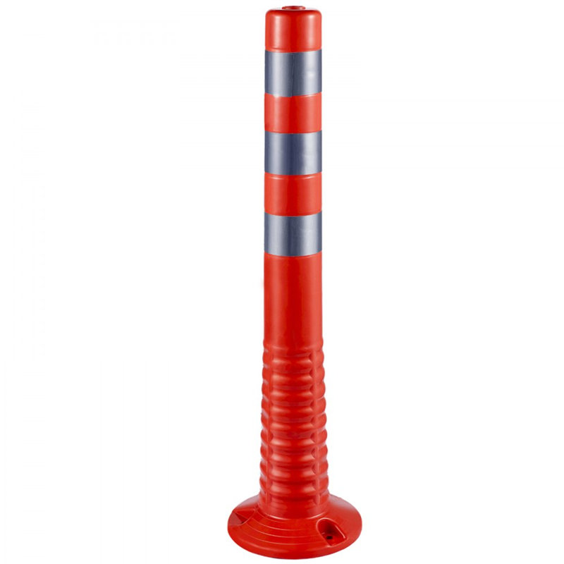Traffic Delineator, 6 PCS Posts Channelizer Cone, Delineator Post Kit 30” in Height, PU Traffic Post, Orange Safety Cones, Portable Spring Posts with Base, Barrier Cones with Reflective Bands