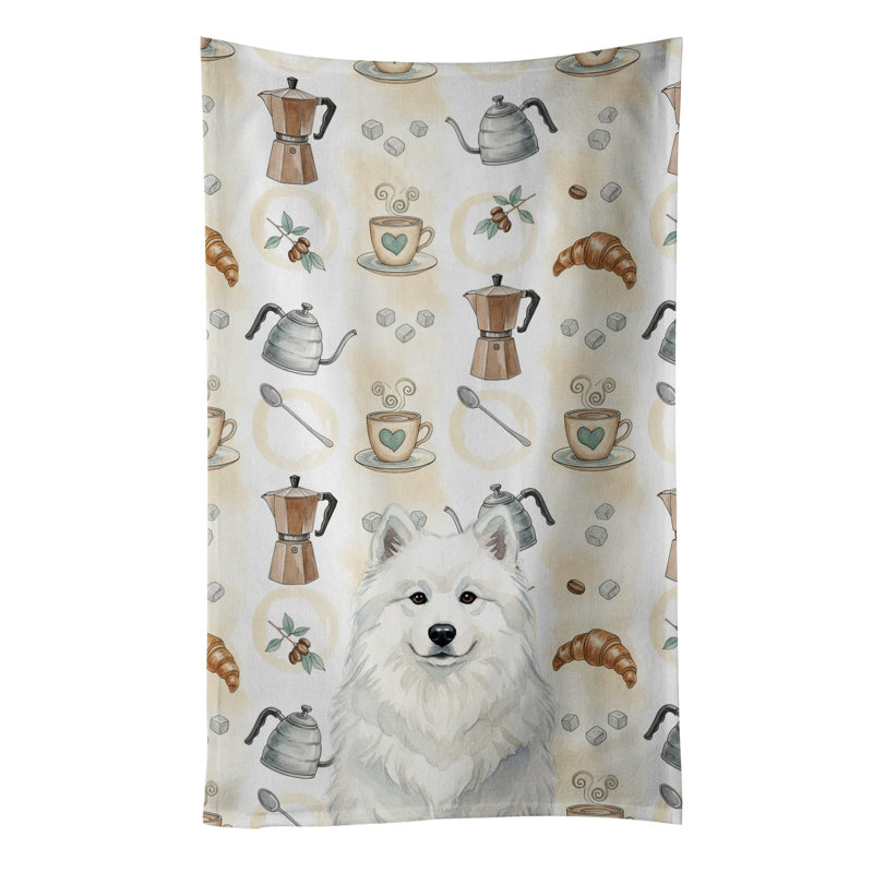 Torchon blanc Samoyed Coffee Bar, White Samoyed