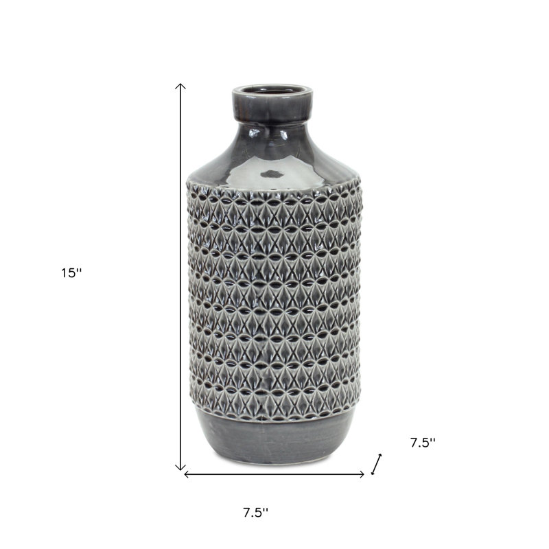 Vase de table en terre cuite, H 15 po x l 7,5 po x P 7,5 po