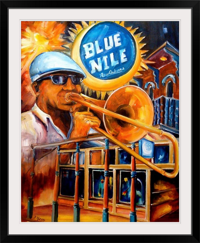 «The Blue Nile» par Aniella, reproduction d'art, H 28 po x l 24 po x P 1 po, Cadre noir