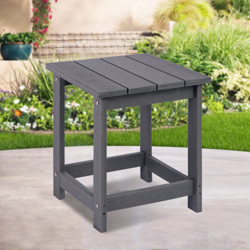 Denarrius Square Outdoor Side Table, Gray