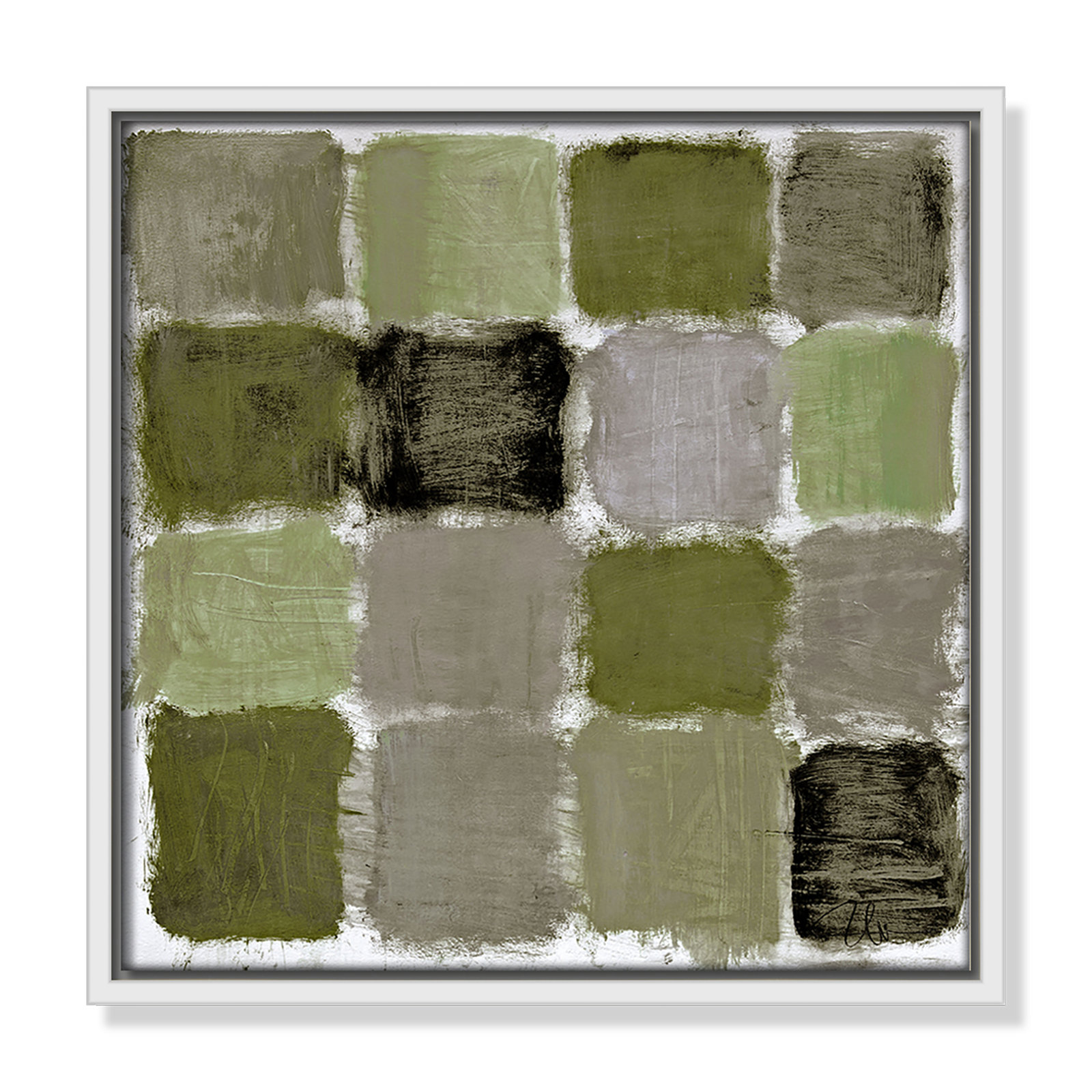 Coppola "Powder Room Green Reflections" Print, 13.5" H x 13.5" W, White
