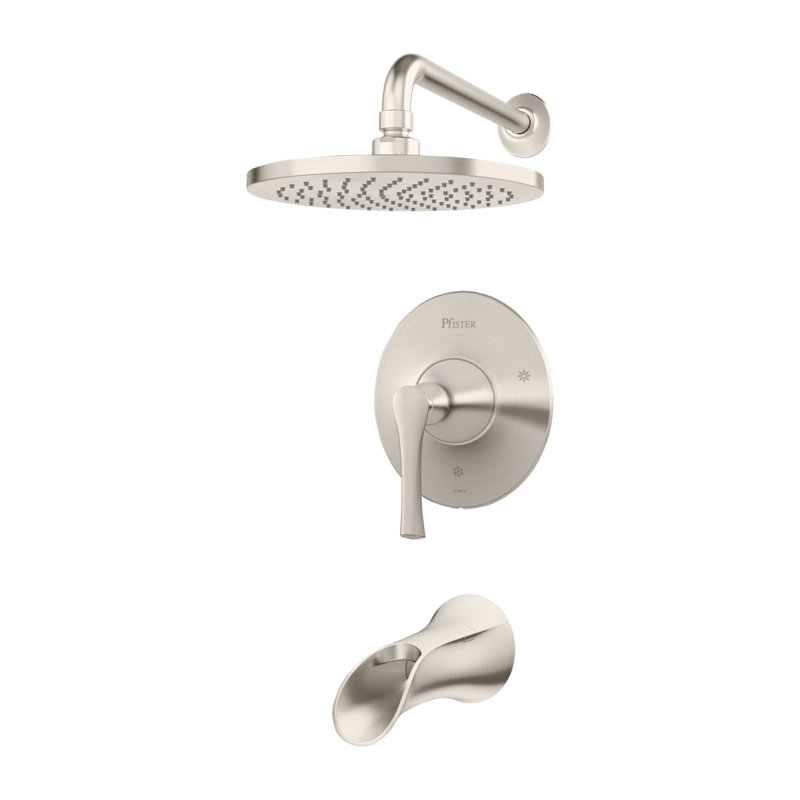 Robinet de baignoire et douche Rhen Volume, Nickel brossé