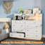 Commode 9 tiroirs avec lumière DEL, commode pour chambre à coucher avec prise de courant, commode moderne, commode avec espace de rangement ouvert, commodes et commodes pour placard-2045393094
