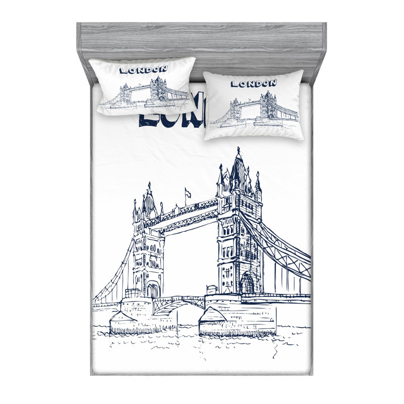 London Microfiber Sheet Set, Queen Sheet + Fitted Sheet + 2 Pillowcases