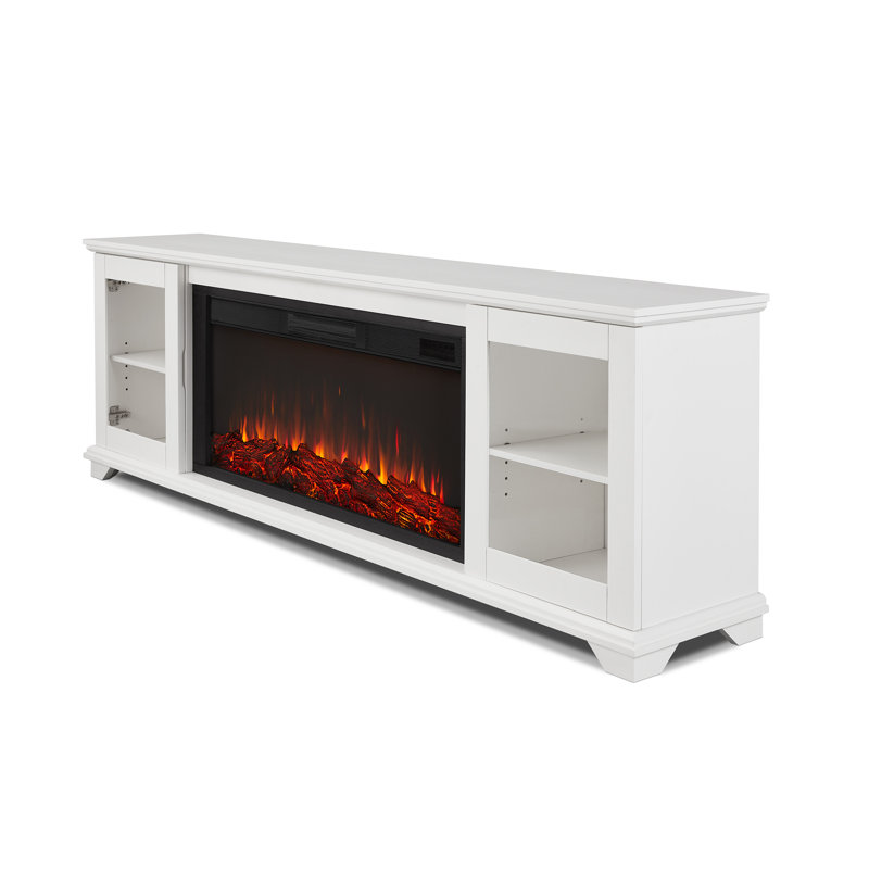 Benjamin 81" Landscape TV Stand with Electric Fireplace by Real Flame, White, Standard