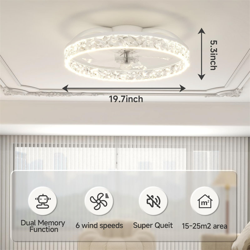 Ceiling Fan with LED Lights, Clear
