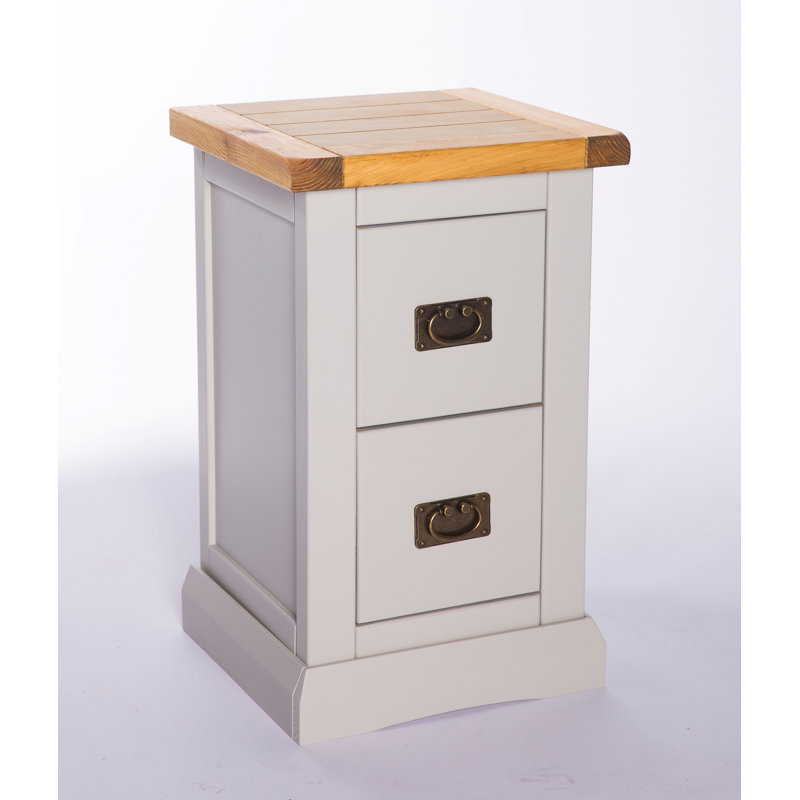 Pharsalia 35 cm W Bedside Table, Light Grey, Brass Handle