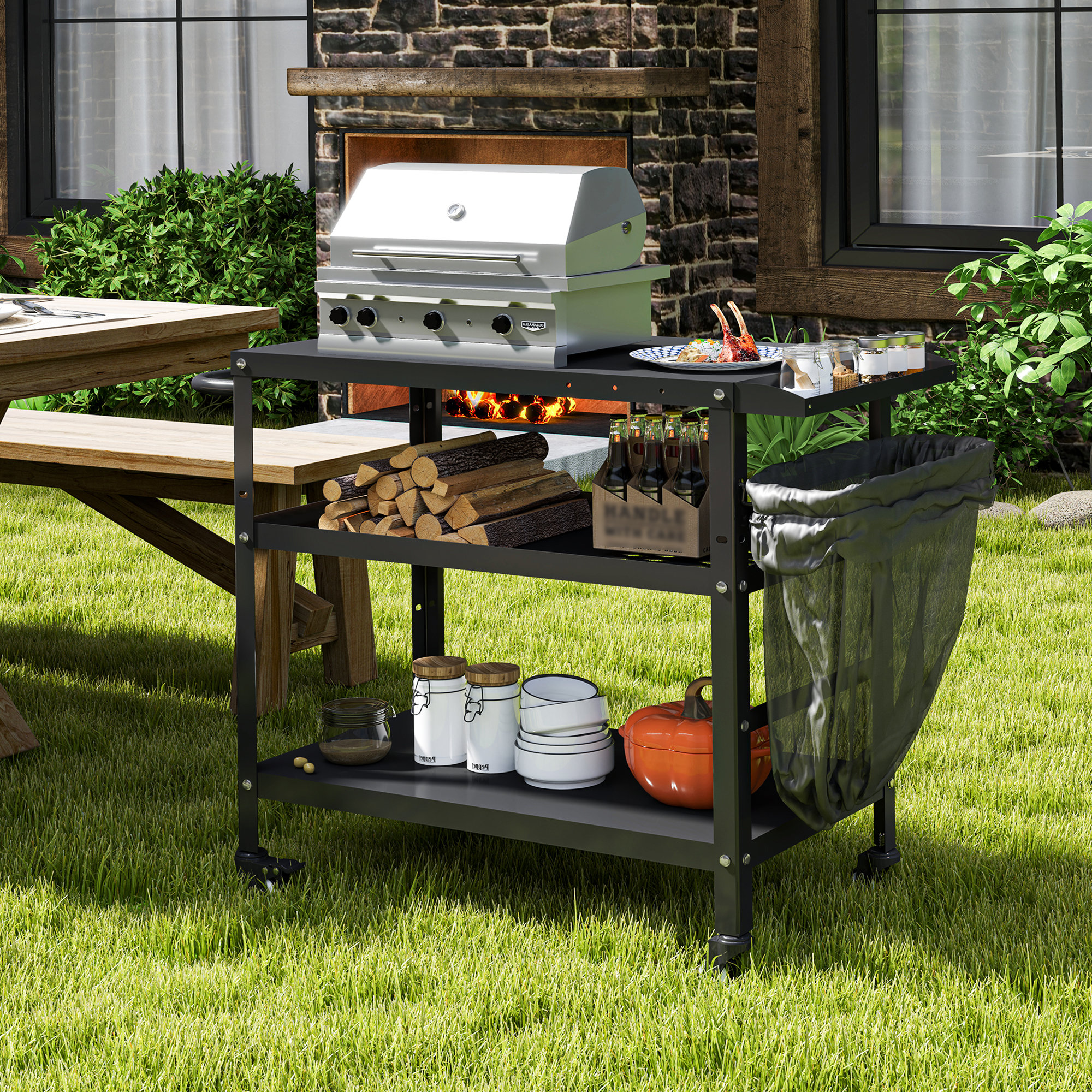 Aeloxis Arnhildur Outdoor Grill Cart Pizza Oven Stand, Bbq Prep - Main Image