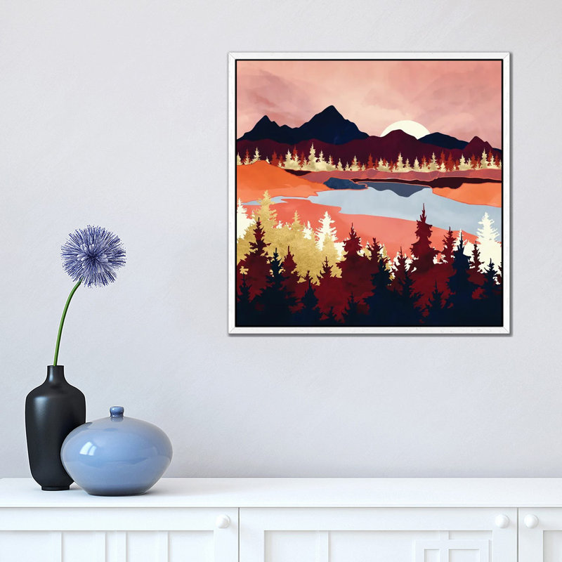 Grapefruit Sky - Print on Canvas, 45.72 cm H x 45.72 cm W, White Framed