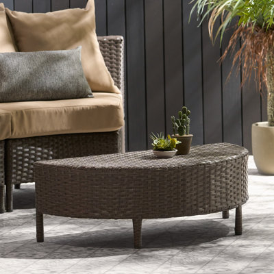 PE Wicker Oval Coffee Table for Outdoor Spaces, Stylish and Functional Design, Perfect for Patio or Garden with a Chic Touch by Latitude Run