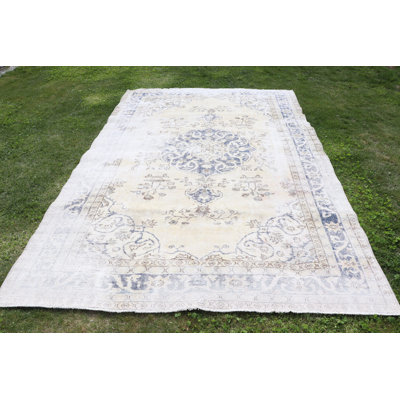 Grand tapis turc Oushak rétro avec motif de médaillon antique parfait pour le salon et la chambre à coucher