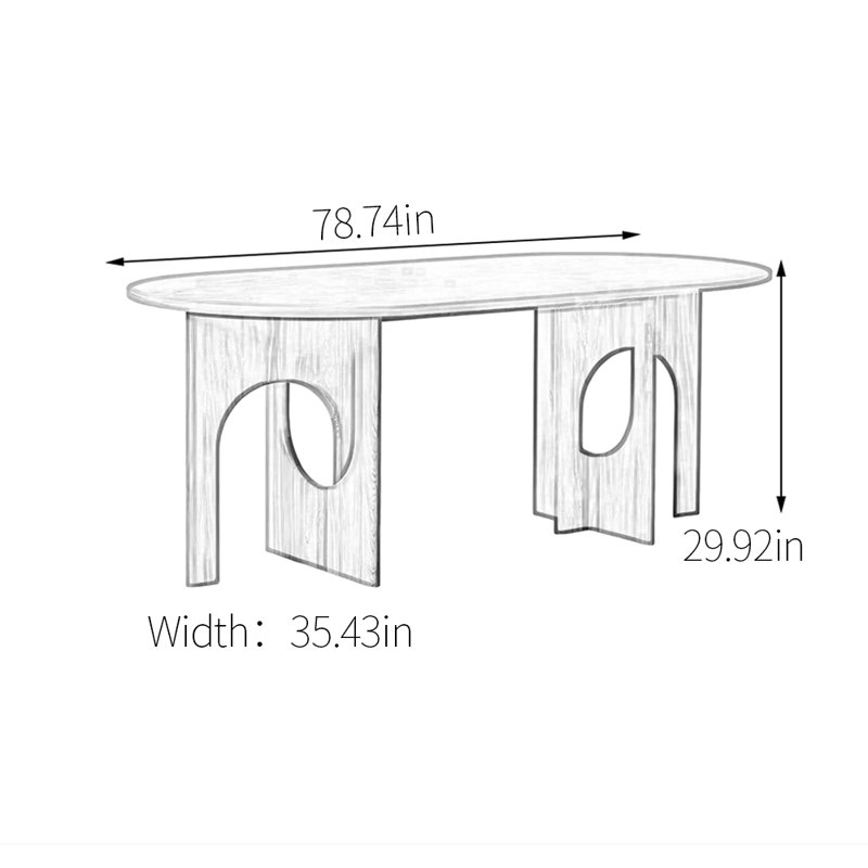 Solid wood multi-layer board dining table, 29.92"H x 78.74"L x 35.43"W