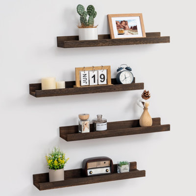 Tablettes murales en bois massif 4 pièces pour rangement mural et étagères en bois rustique