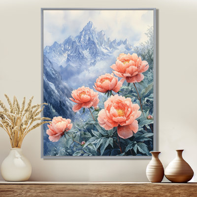 Giachetti, pivoines et sommet de montagne IV - pivoines, art mural