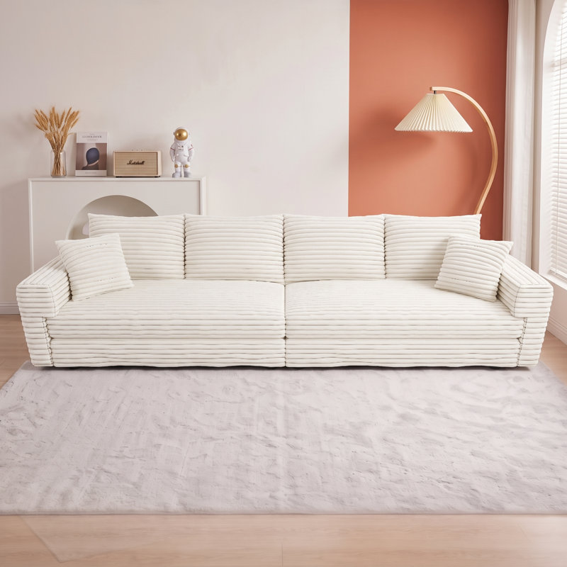Canapé convertible 102,4 po Cloud, Beige et blanc