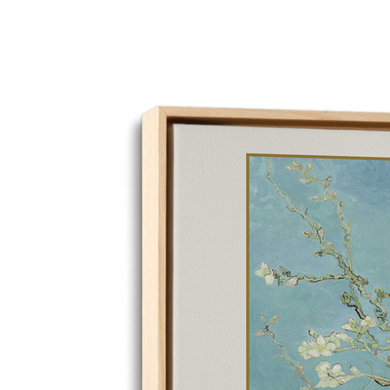 Fleur d'amandier de Van Gogh, H 12,75 po x l 18,75 po, Cadre américain en érable flottant