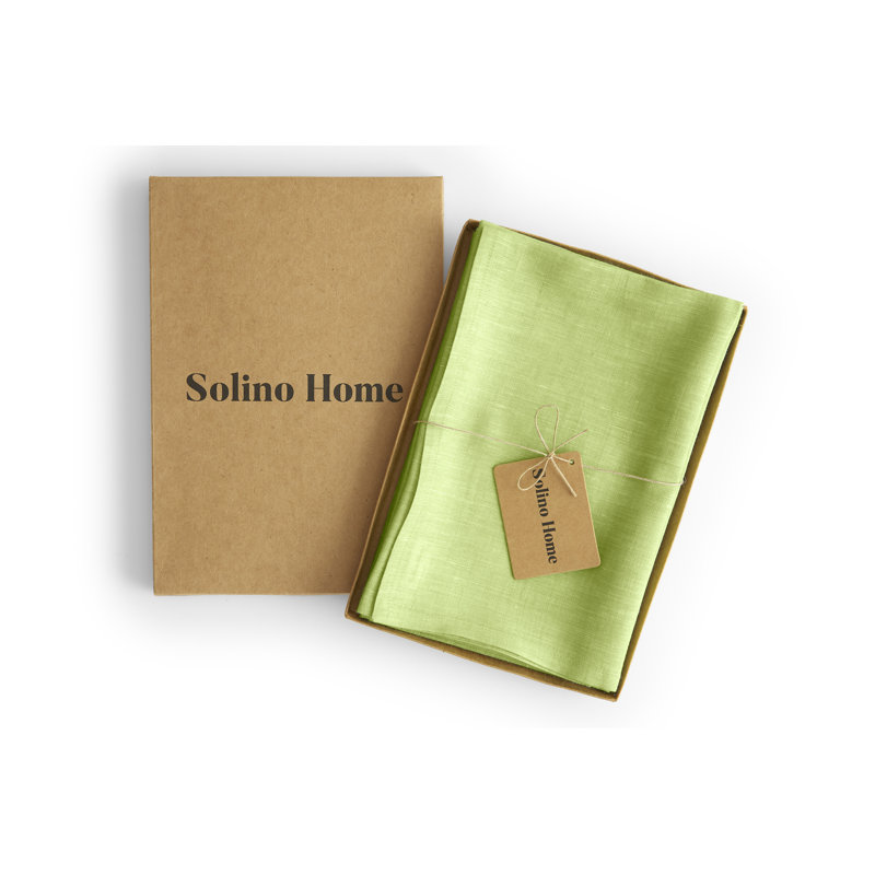 100% Pure Linen Dinner Napkins - Athena, Chambray Lime Green