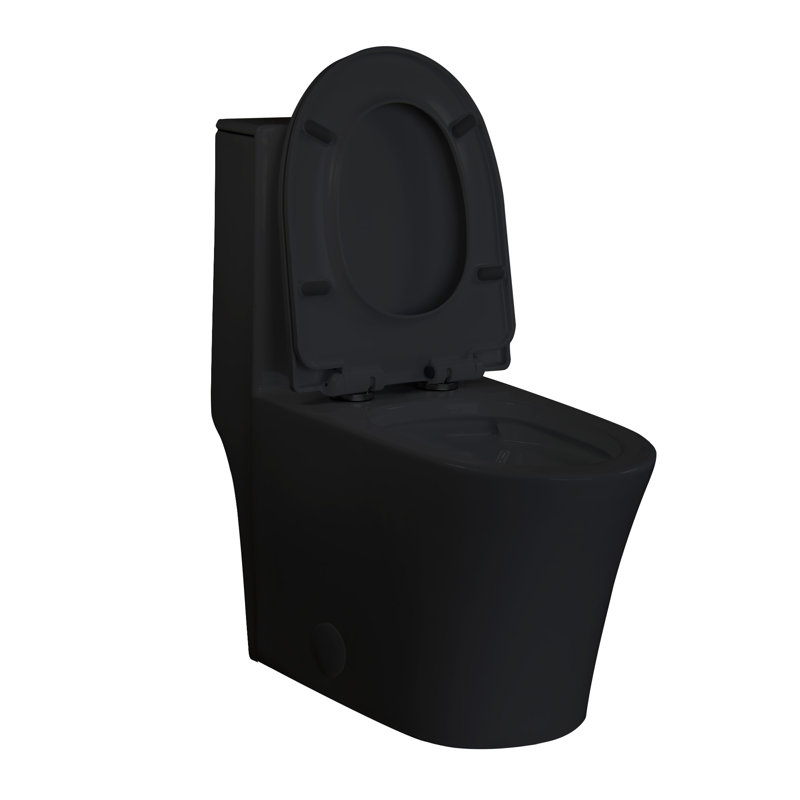 Toilette allongée monobloc Yingze, Noir mat