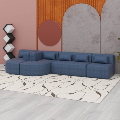 Canapé rembourré, siège profond, canapé modulaire moderne avec 2 chaises longues amovibles et 5 coussins