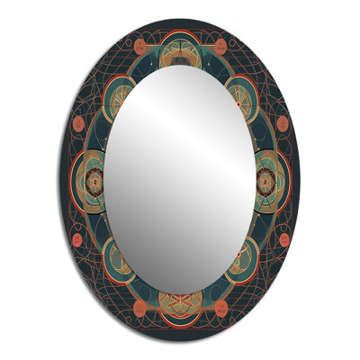 Sacred Mystery Vintage Alchemy Mandala III - Abstract Oval Decorative Mirror On Metal