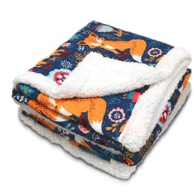 Pixie Fox Reversible Sherpa Kids Throw Blanket