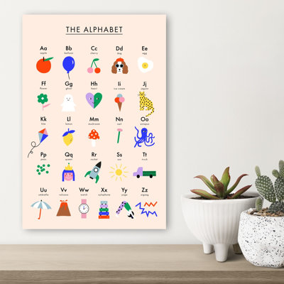 Colorful Kids Alphabet Colorful Playful Whimsical Dog Octopus Fruit Nature Wall Art Print by Maren Gross - Wrapped Canvas Print