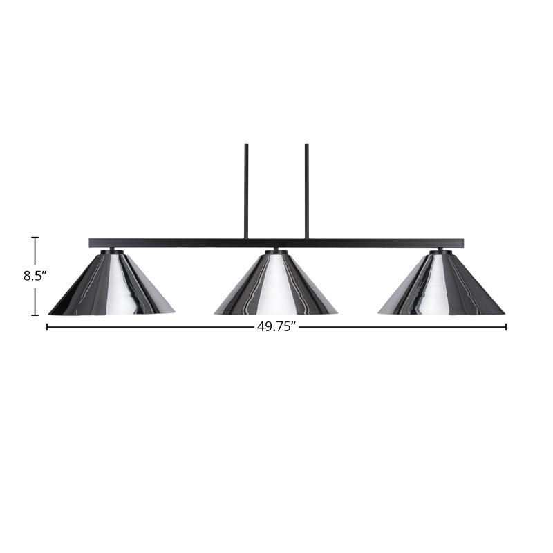 Barre d'éclairage 3 lumières Chirokitia avec abat-jour conique en métal 14 po, Noir mat