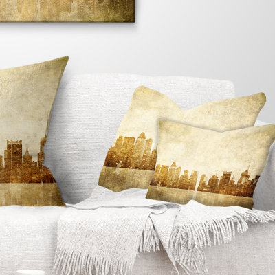 New York Skyline Grunge View Cityscape Lumbar Pillow
