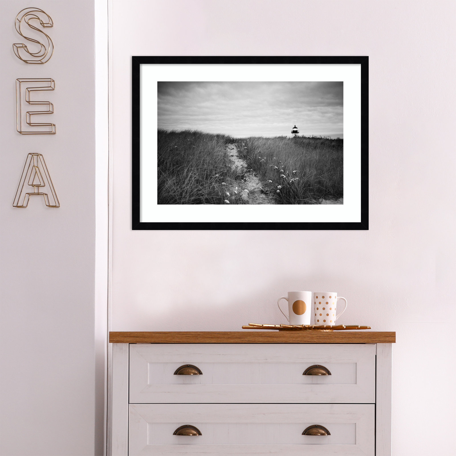 Nantucket Lighthouse by Aledanda, Black, 19" H x 25" W
