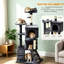 180?cm Large Multi-Level Cat Tree Tower with Sisal Scratching Posts, Condos, Plush Perches, Hammock & Ladder-1025600914