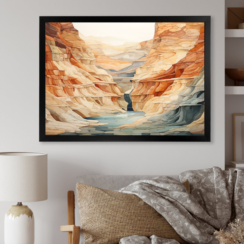 Minimalisme dans un canyon, impression sur toile, Cadre simple noir, H 24 po x l 32 po x P 1 po