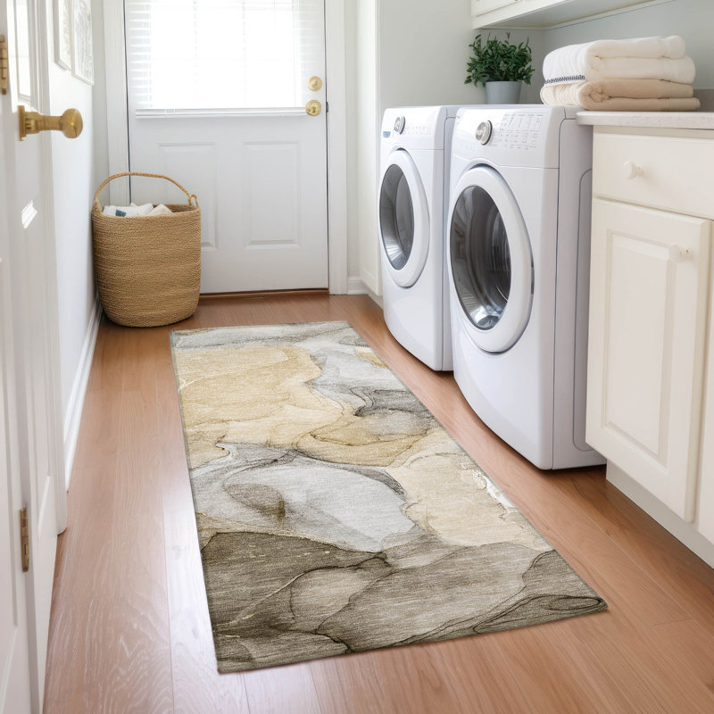 Alfonzo Washable Abstract Indoor / Outdoor Rug, Rectangle 5' x 7'6"
