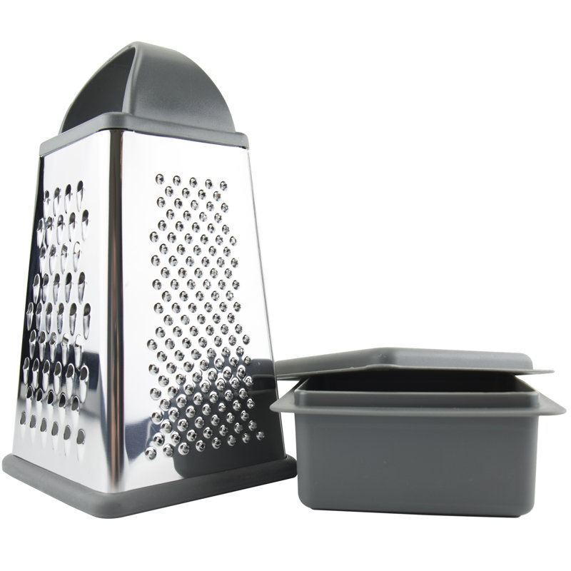 Gray Stainless Steel Box Grater with Container