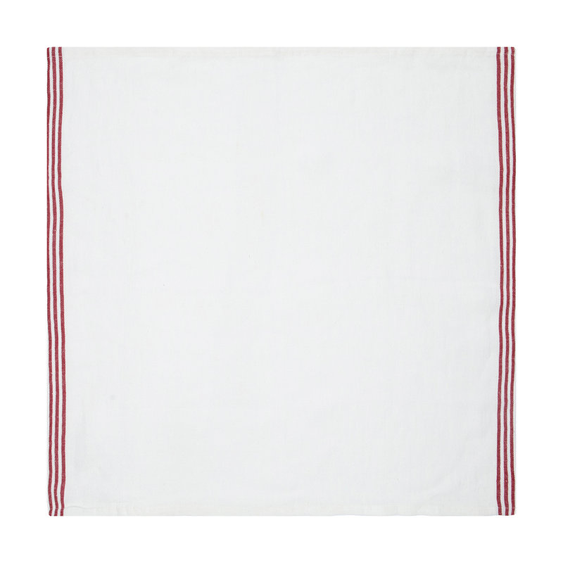 Alsace Square Napkin, White/Red