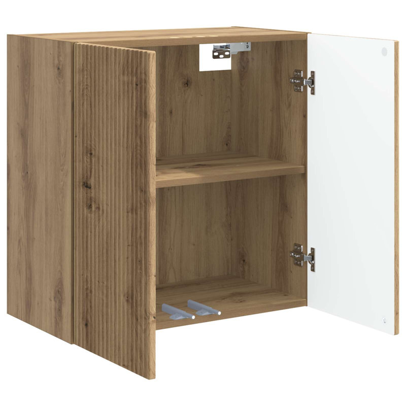  Wall-Mounted Cabinet Engineered Wood Storage Home Office Shelf Modern, Artisan Oak
