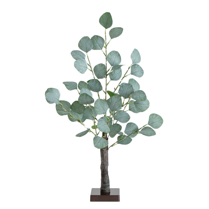 2 pi Eucalyptus artificiel éclairé avec 60 lumières DEL blanc chaud