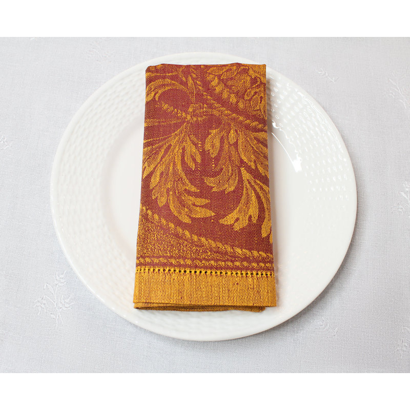 Ensemble 6 serviettes de table en lin, Sienne chaude / safran