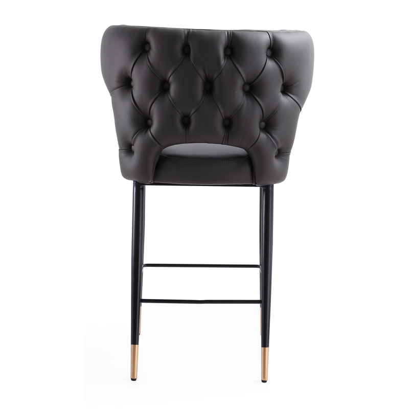 Hendon Upholstered Counter Stool with Metal Frame, Gray, Counter Stool (26" Seat Height), 3