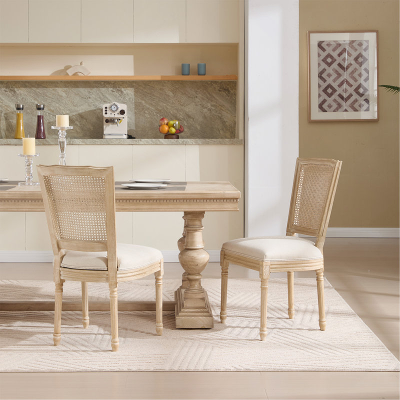 Ensemble de 2 chaises de salle à manger French Country, démontables avec techniques de tréfilage et de sculpture