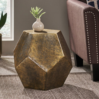 Table d'appoint Graceful Textured - Pentagonal et aluminium