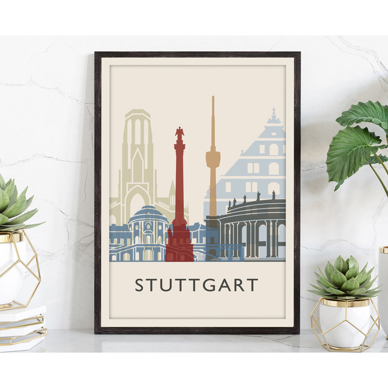 Illustration de villes du monde, affiche non imprimée, affiche de bureau personnel Allemagne, H 14 po x l 11 po x P 0,35 po