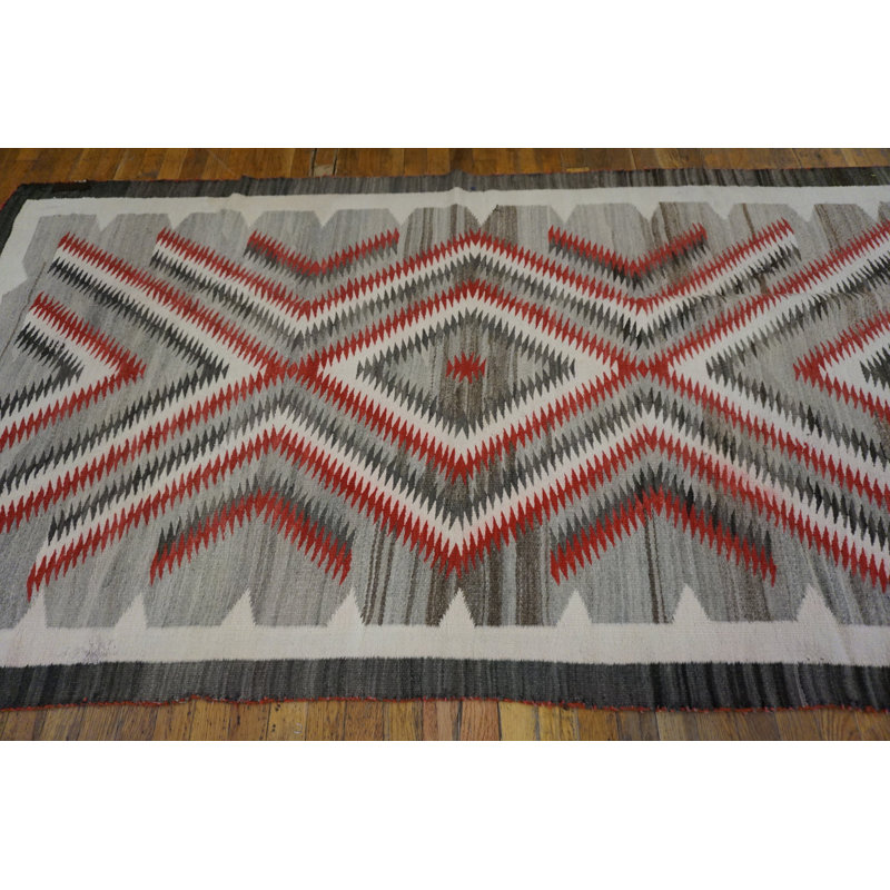 Antique Artistic Tribal Geometric Flatweave Native American Navajo Rug