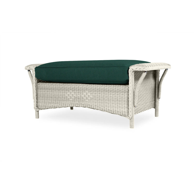 Nantucket Outdoor Ottoman, Flagship Lapis Sunbrella®, Linen