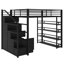 Lit mezzanine avec tablettes de rangement, armoires et garde-robe intégrée