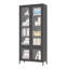 Grande armoire de rangement en métal avec 4 portes vitrées et 5 tablettes latérales