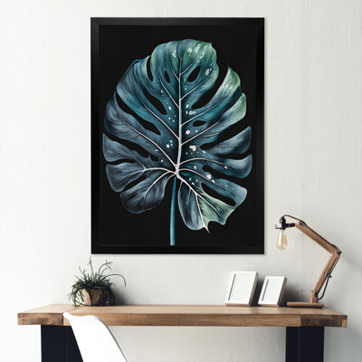 «Blue and White Philodendron Leaf I», reproduction sur toile