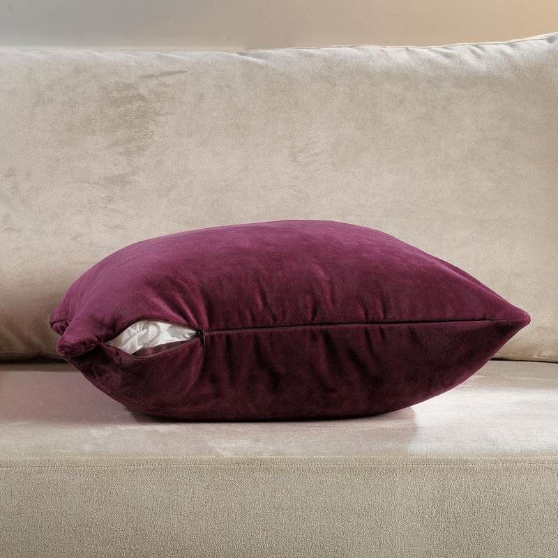 Housse de coussin en velours mat 1pc, Carré 20 po, Rose